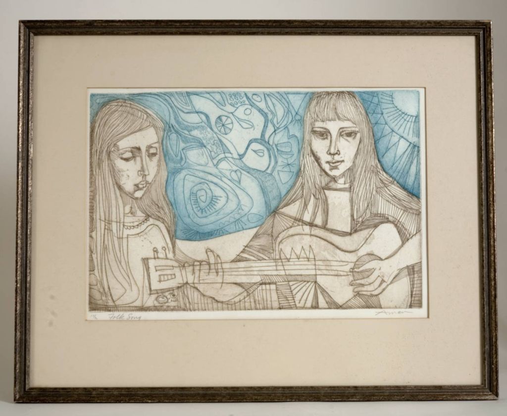 Irving Amen "Folk Song" Original Etching (c.1970) Irving Amen "Folk Song" Original Etching (c.1970)