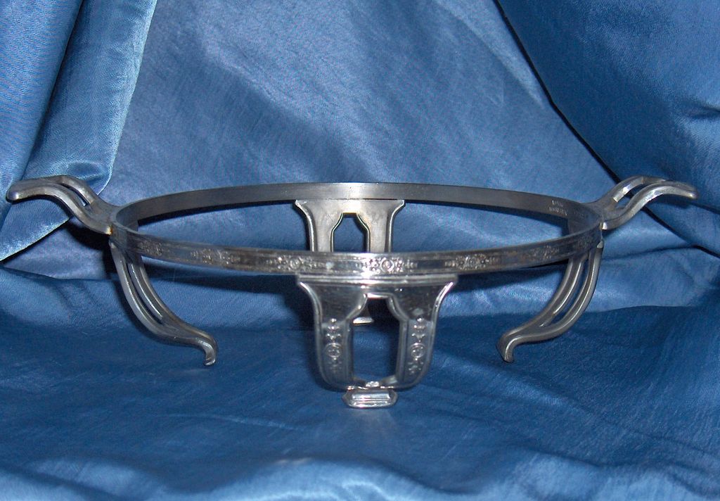 Royal Rochester Fraunfelter Lusterware Cobalt Dish with Lid and Metal Stand Royal Rochester Fraunfelter Lusterware Cobalt Dish with Lid and Metal Stand