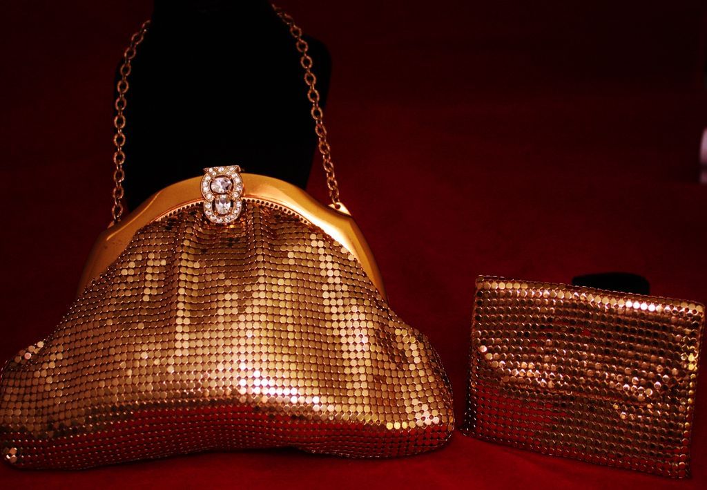 Whiting Davis Gold Mesh Jeweled Clasp Purse w/ Coin Purse Whiting Davis Gold Mesh Jeweled Clasp Purse w/ Coin Purse