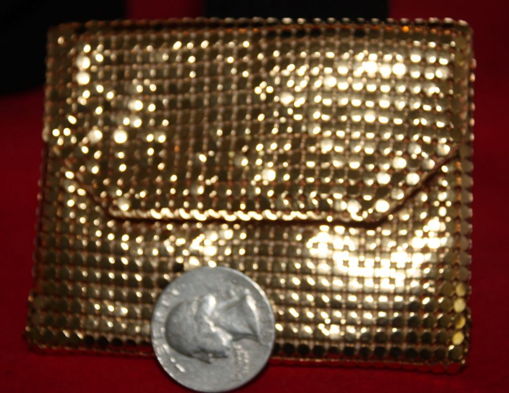 Whiting Davis Gold Mesh Jeweled Clasp Purse w/ Coin Purse Whiting Davis Gold Mesh Jeweled Clasp Purse w/ Coin Purse