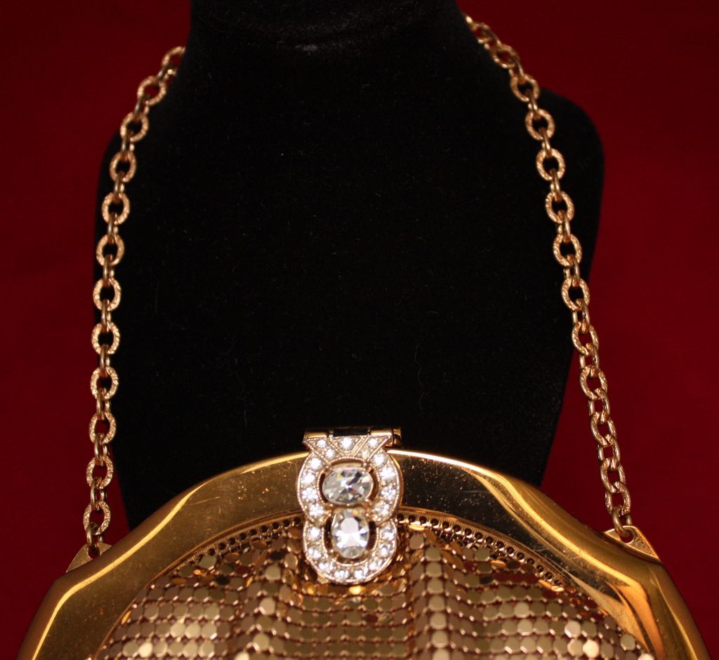 Whiting Davis Gold Mesh Jeweled Clasp Purse w/ Coin Purse Whiting Davis Gold Mesh Jeweled Clasp Purse w/ Coin Purse