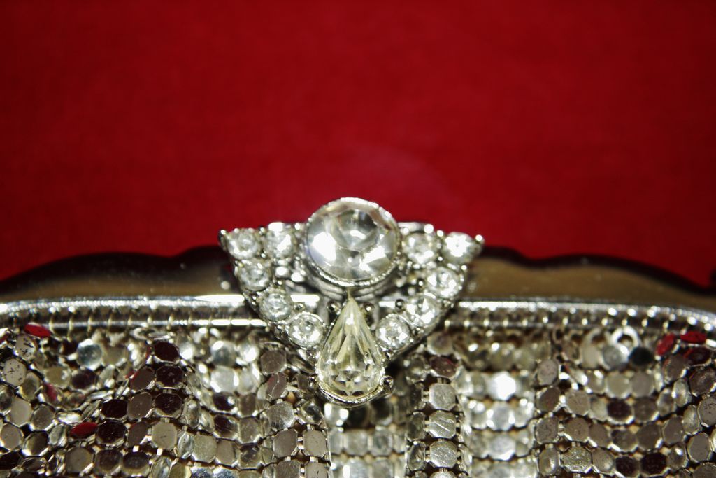 Vintage Whiting & Davis Silver Mesh Evening Bag with Jeweled Clasp Vintage Whiting & Davis Silver Mesh Evening Bag with Jeweled Clasp