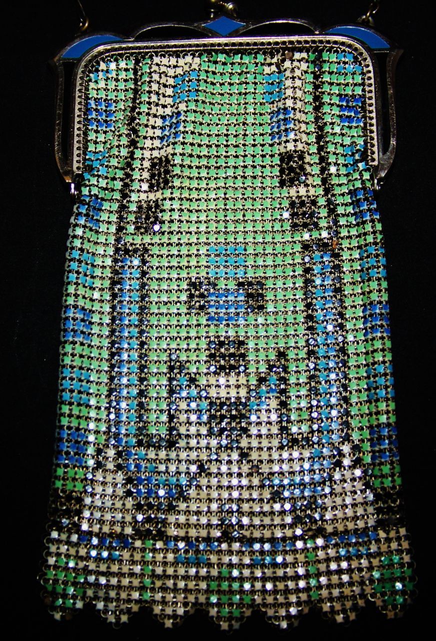 Whiting Davis 1900's Arts & Craft Pocket Style Enamel Mesh Purse Whiting Davis 1900's Arts & Craft Pocket Style Enamel Mesh Purse