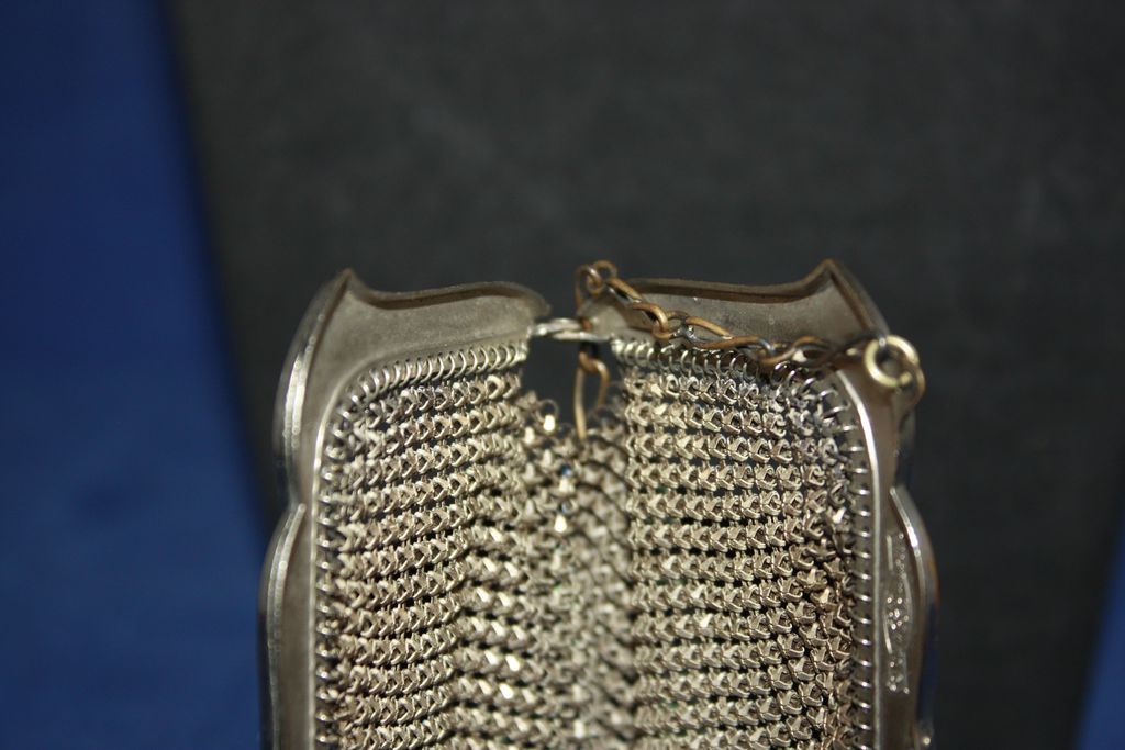 Whiting Davis 1900's Arts & Craft Pocket Style Enamel Mesh Purse Whiting Davis 1900's Arts & Craft Pocket Style Enamel Mesh Purse