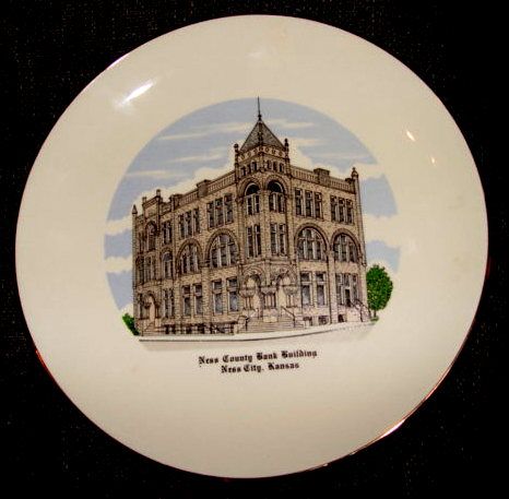 Souvenir Plate Ness County Kansas County Bank Building Souvenir Plate Ness County Kansas County Bank Building