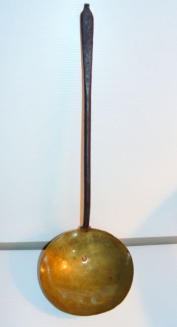 Antique Wrought Iron & Brass Ladle America Early 1800's Antique Wrought Iron & Brass Ladle America Early 1800's