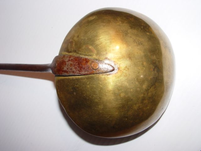 Antique Wrought Iron & Brass Ladle America Early 1800's Antique Wrought Iron & Brass Ladle America Early 1800's