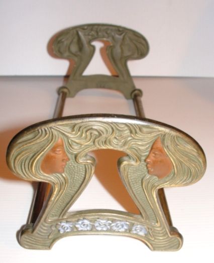 Decorative Art Nouveau Metal Adjustable Book Rack Decorative Art Nouveau Metal Adjustable Book Rack