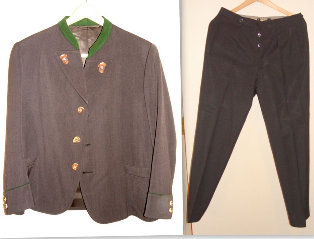 Exquisite English Wool Service Worker's Uniform with Antler Buttons Exquisite English Wool Service Worker's Uniform with Antler Buttons