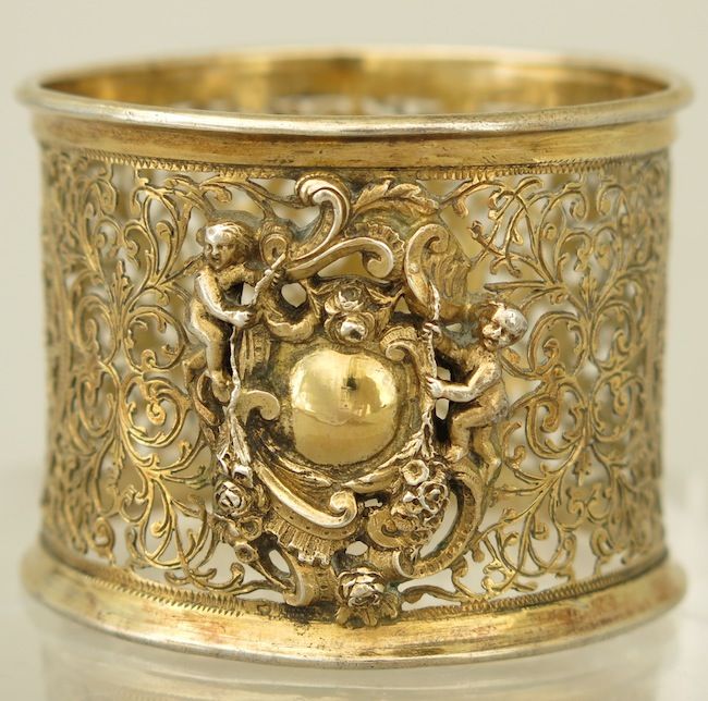 Antique French Sterling Silver Napkin Ring Pierced Rococo Louis XV Style Antique French Sterling Silver Napkin Ring Pierced Rococo Louis XV Style