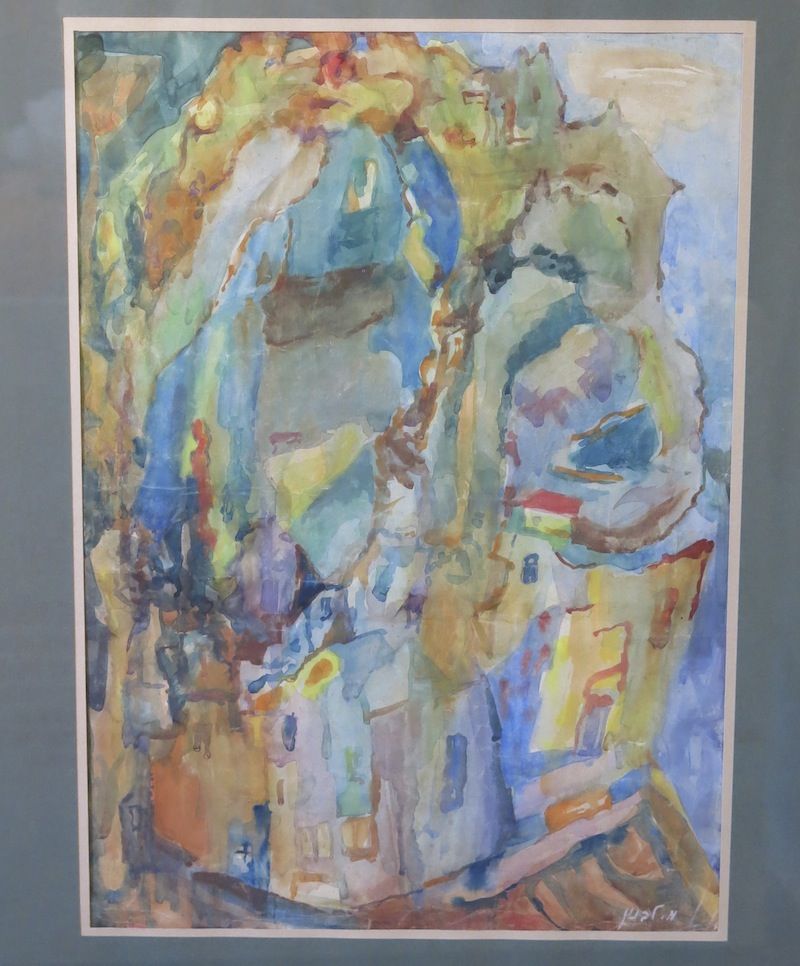 Mordechai Levanon Watercolor on Paper Landscape Israeli Artist 1972 Mordechai Levanon Watercolor on Paper Landscape Israeli Artist 1972