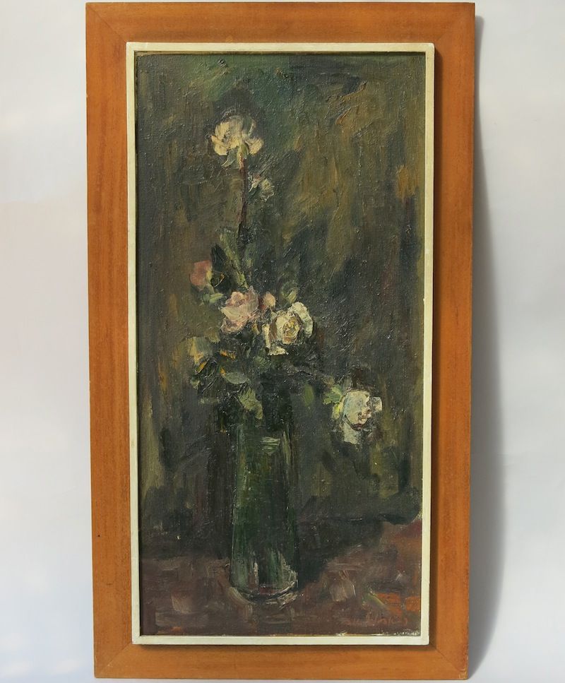 Adolf Adi ADLER Oil on Canvas Still Life Flower Rose in Vase Framed Adolf Adi ADLER Oil on Canvas Still Life Flower Rose in Vase Framed