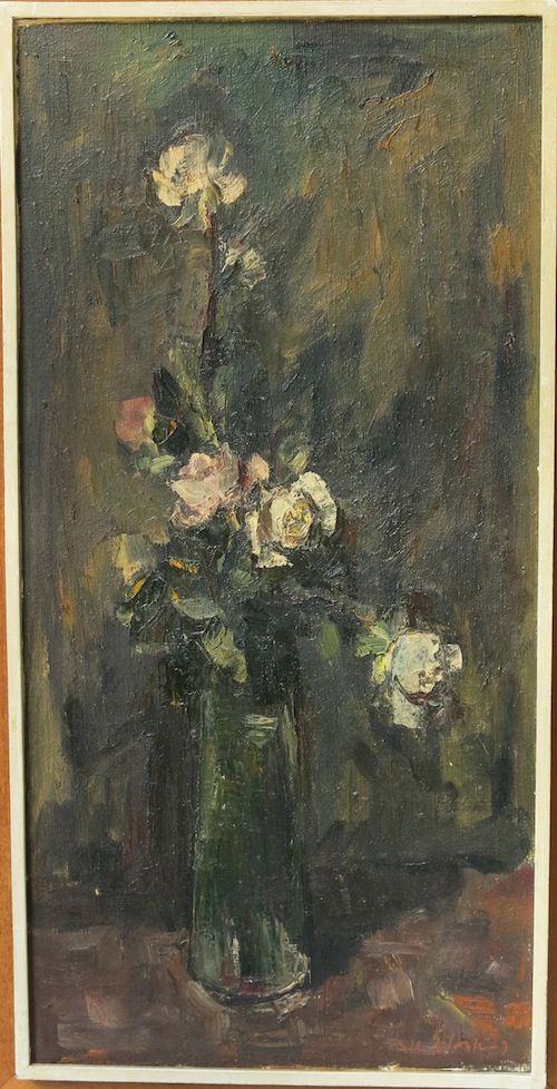 Adolf Adi ADLER Oil on Canvas Still Life Flower Rose in Vase Framed Adolf Adi ADLER Oil on Canvas Still Life Flower Rose in Vase Framed