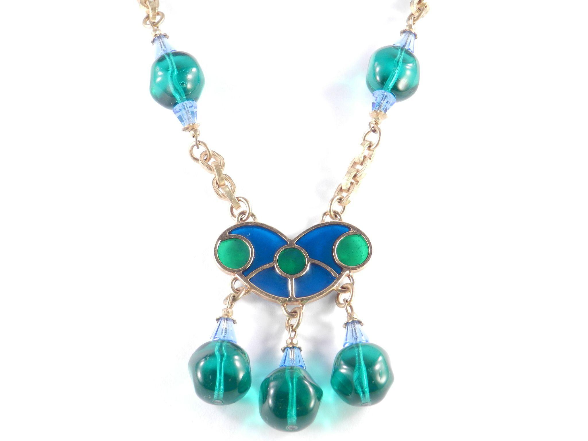 Miriam Haskell Larry Vrba Poured Glass Bead & Crystal Necklace Miriam Haskell Larry Vrba Poured Glass Bead & Crystal Necklace