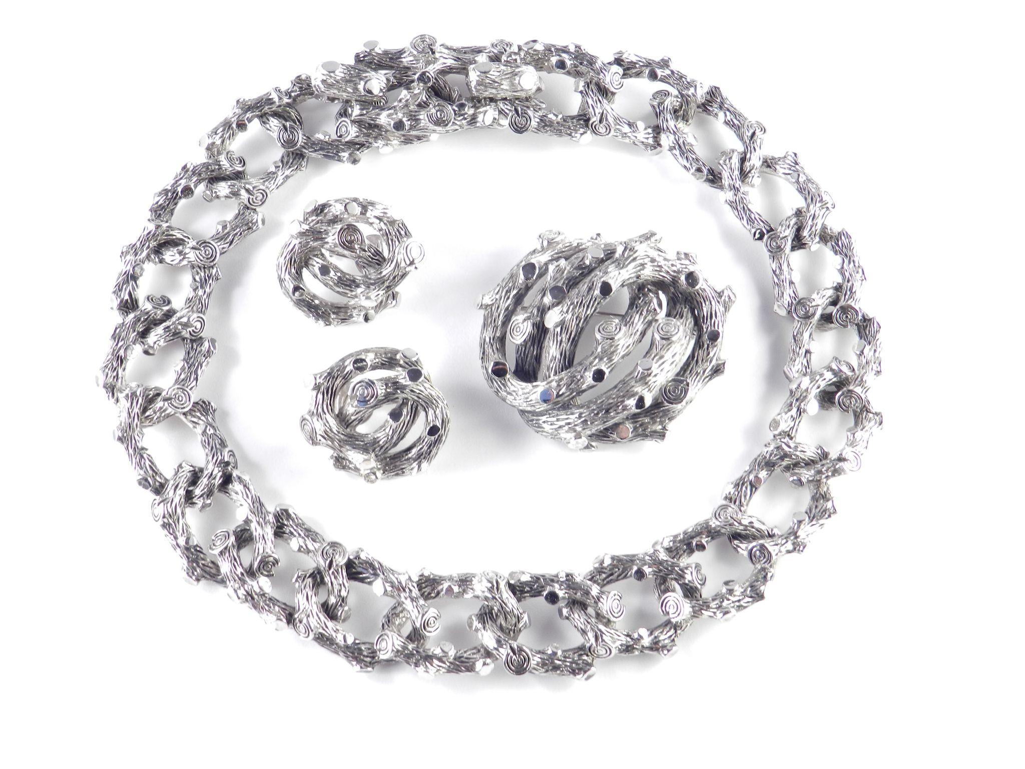Marcel Boucher Necklace Brooch Pin Earrings Parure Set Marcel Boucher Necklace Brooch Pin Earrings Parure Set