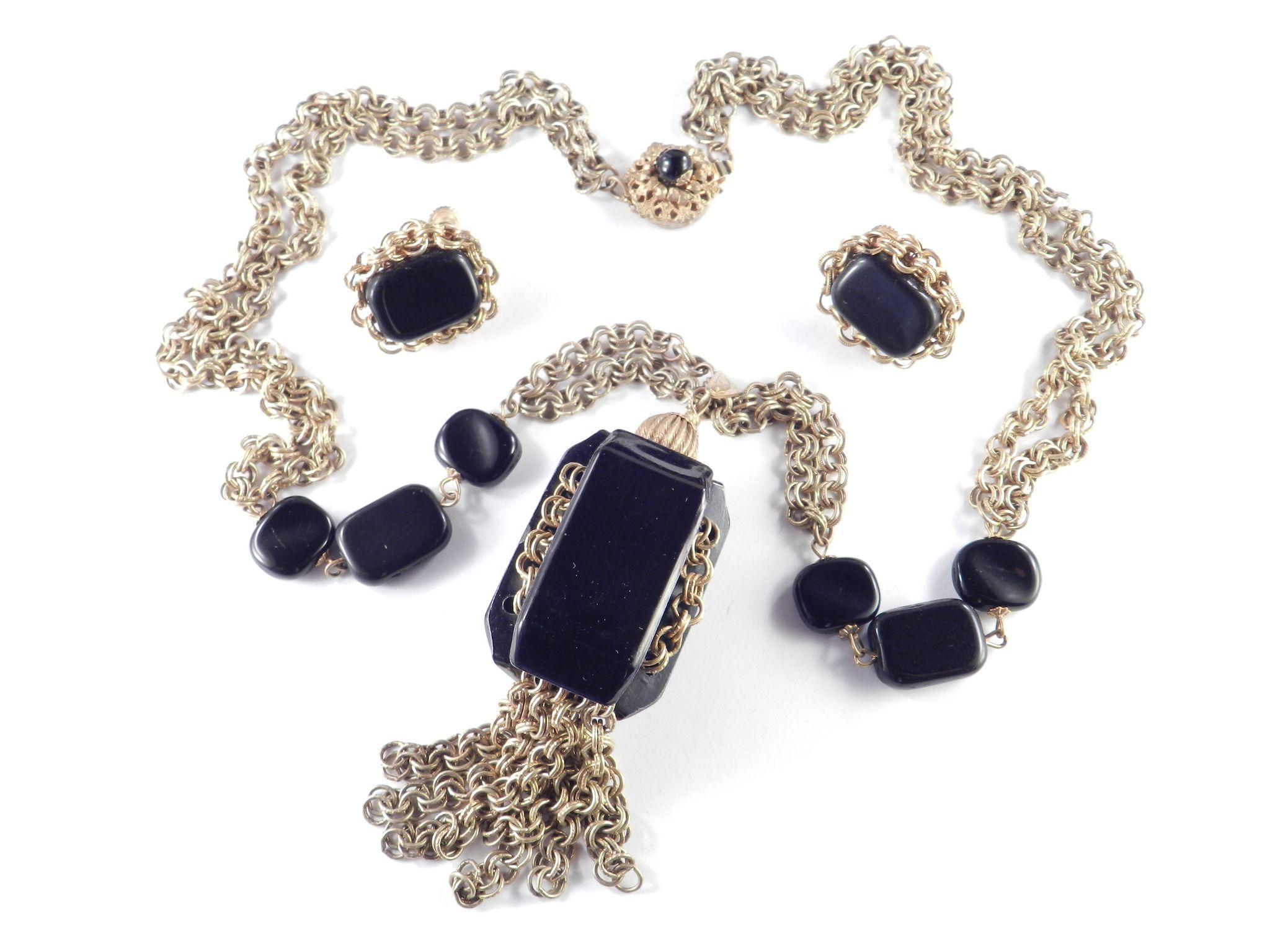 Miriam Haskell Pendant Necklace Earring Demi Parure Set Miriam Haskell Pendant Necklace Earring Demi Parure Set