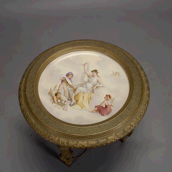 19c. Napoleon III Style Porcelain and Giltwood Two Tier Table 19c. Napoleon III Style Porcelain and Giltwood Two Tier Table