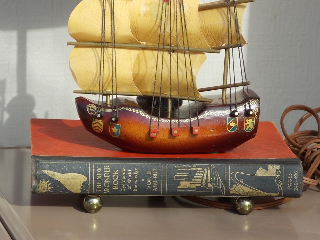 Midcentury Classic Holland Sailing Ship and Book Lamp Midcentury Classic Holland Sailing Ship and Book Lamp