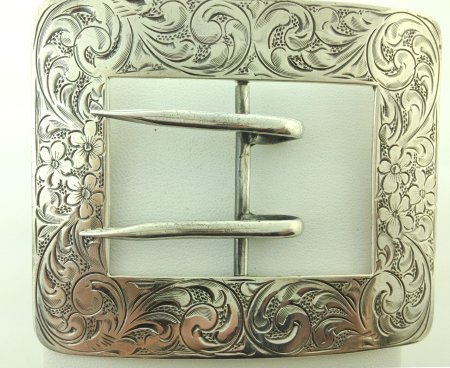 Antique Sterling Silver Engraved Hand Chased Belt Buckle Antique Sterling Silver Engraved Hand Chased Belt Buckle