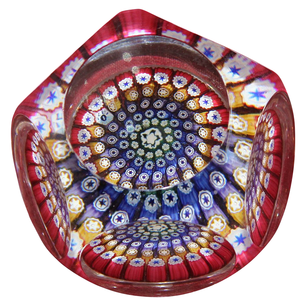 Whitefriars Faceted Millefiori Paperweight 1971 Whitefriars Faceted Millefiori Paperweight 1971