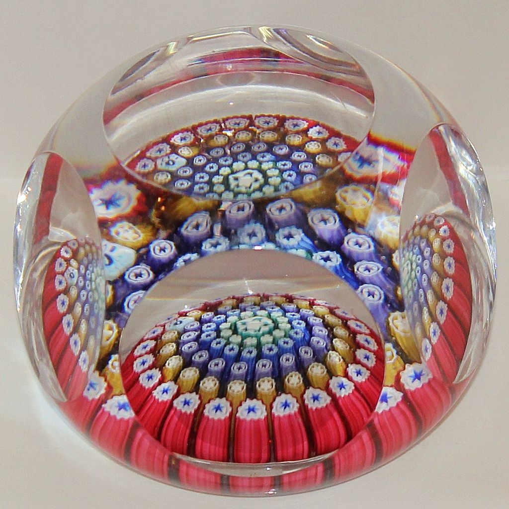 Whitefriars Faceted Millefiori Paperweight 1971 Whitefriars Faceted Millefiori Paperweight 1971