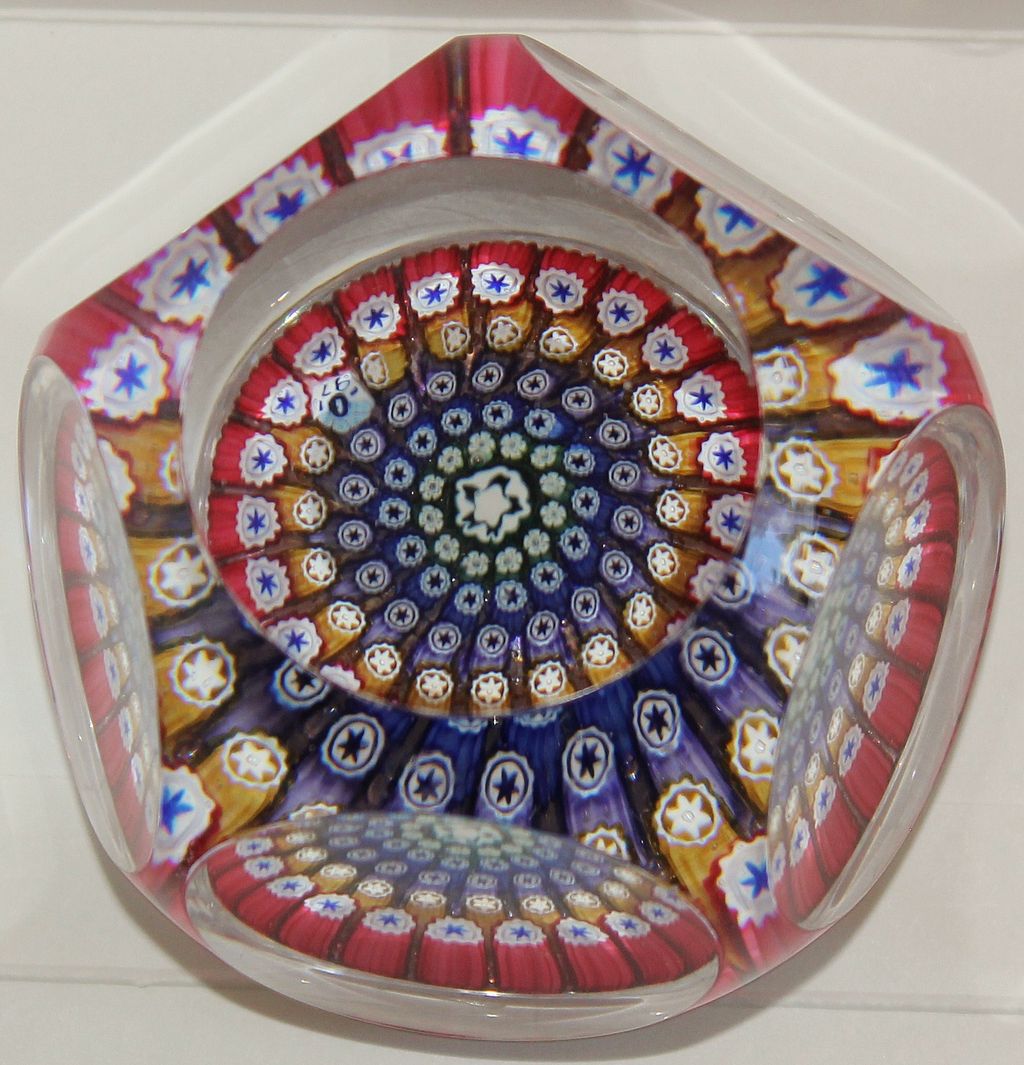 Whitefriars Faceted Millefiori Paperweight 1971 Whitefriars Faceted Millefiori Paperweight 1971