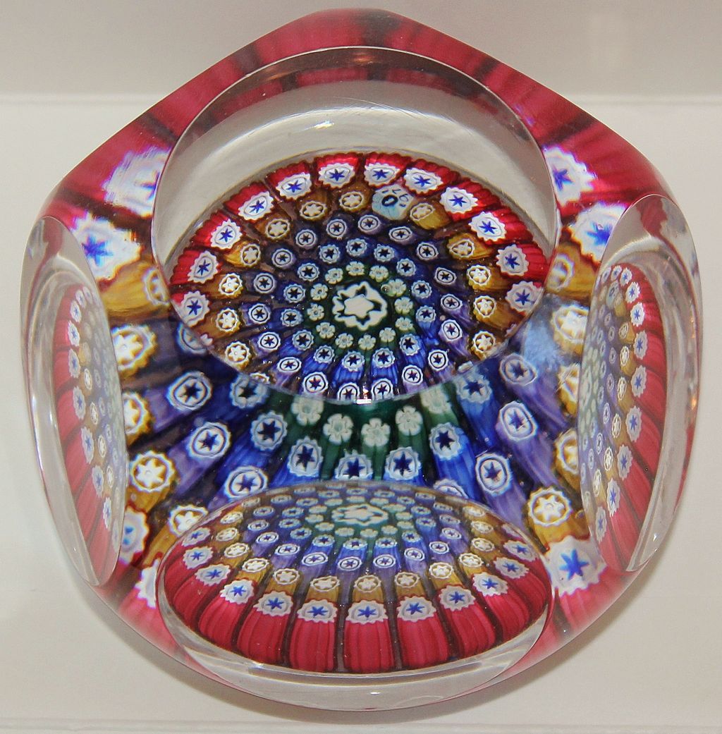 Whitefriars Faceted Millefiori Paperweight 1971 Whitefriars Faceted Millefiori Paperweight 1971