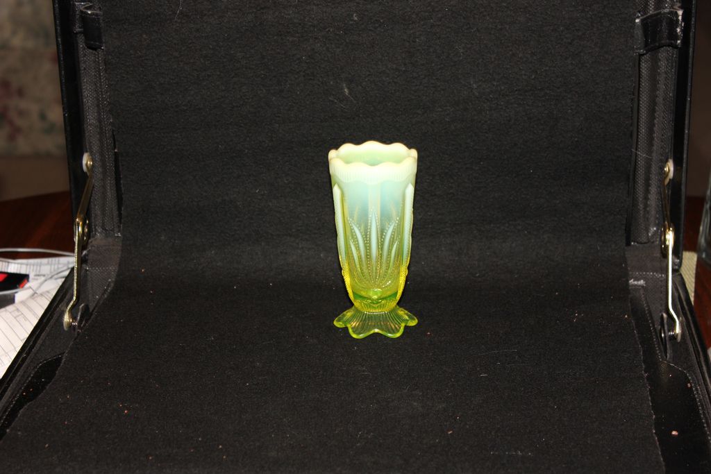 Fenton Vaseline Opalescent Cactus Vase Fenton Vaseline Opalescent Cactus Vase