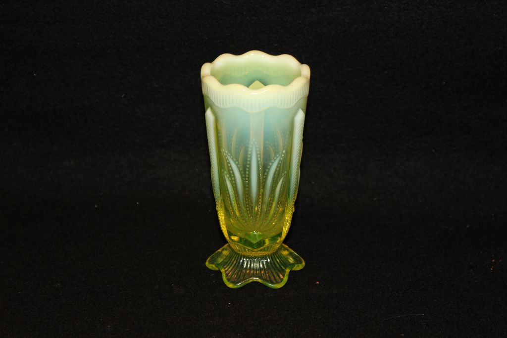 Fenton Vaseline Opalescent Cactus Vase Fenton Vaseline Opalescent Cactus Vase