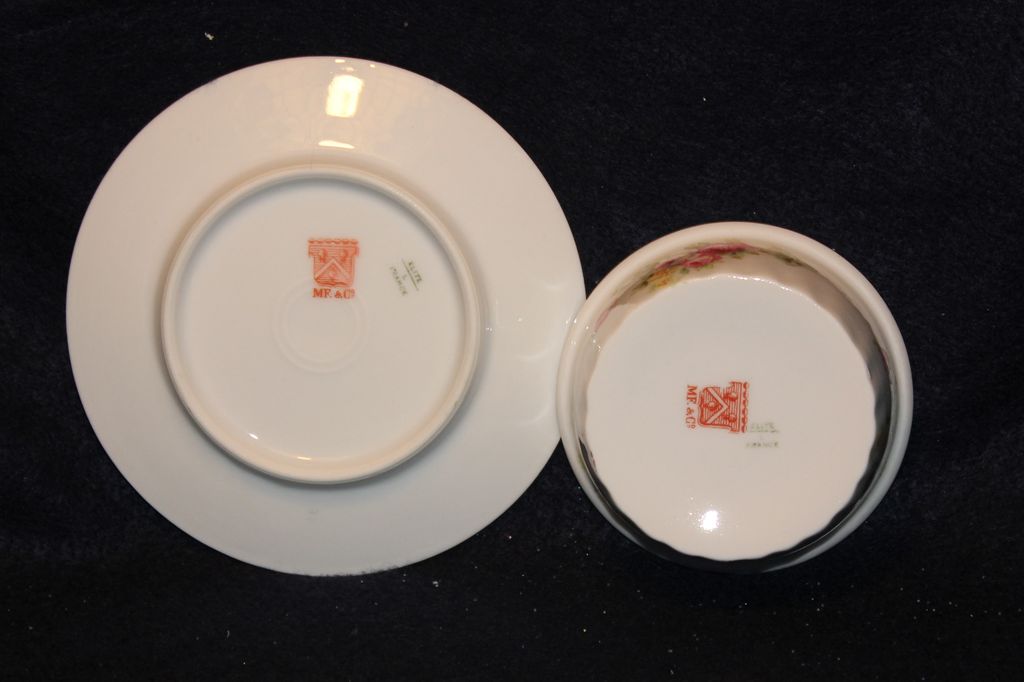 Set of 4 Limoges Rose Ramekins with Sterling Holders Marshall Fields Set of 4 Limoges Rose Ramekins with Sterling Holders Marshall Fields