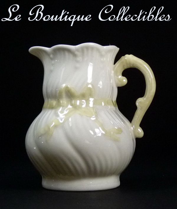 Belleek Ribbon Pattern Porcelain Creamer Mint Belleek Ribbon Pattern Porcelain Creamer Mint