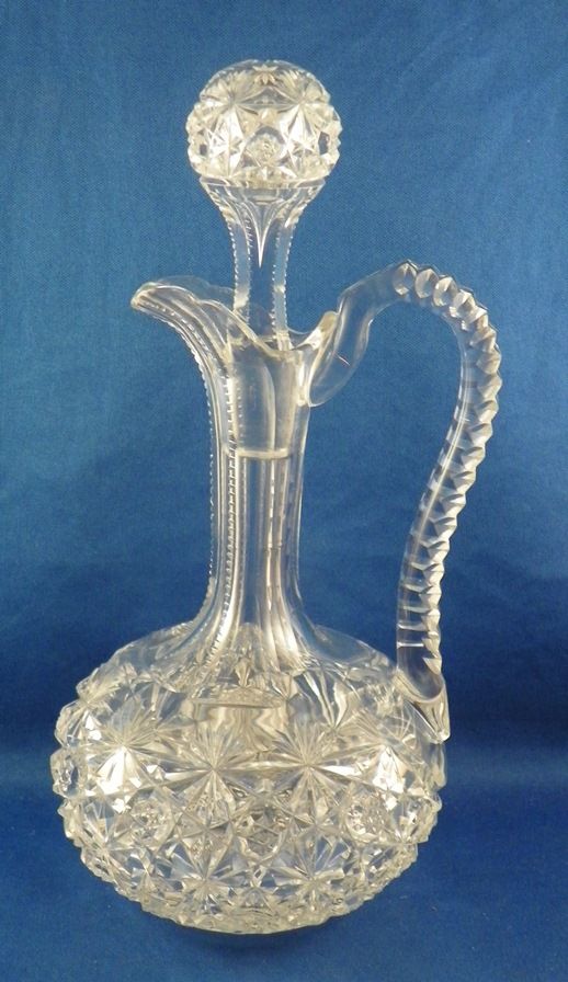 Large Cruet Bottle American Brilliant Period Cut Glass Large Cruet Bottle American Brilliant Period Cut Glass