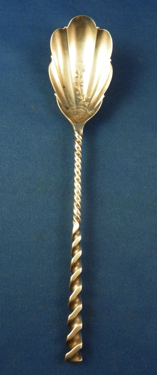 Whiting Sterling Silver Sugar Spoon Twisted Handle Whiting Sterling Silver Sugar Spoon Twisted Handle