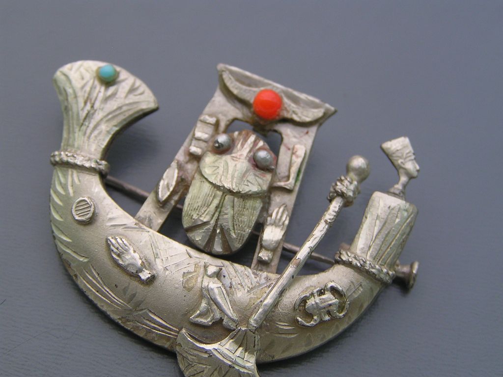 Vintage Art Deco Egyptian Revival 800 Silver Scarab Pin Brooch Pendant for Necklace Vintage Art Deco Egyptian Revival 800 Silver Scarab Pin Brooch Pendant for Necklace