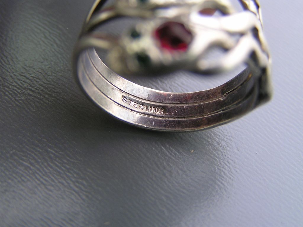 Antique Victorian Sterling Silver Paste Stone Serpent Snake Ring Antique Victorian Sterling Silver Paste Stone Serpent Snake Ring