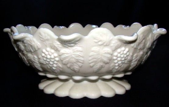 Paneled Grape Oval Bowl, Milk Glass by Westmoreland Paneled Grape Oval Bowl, Milk Glass by Westmoreland