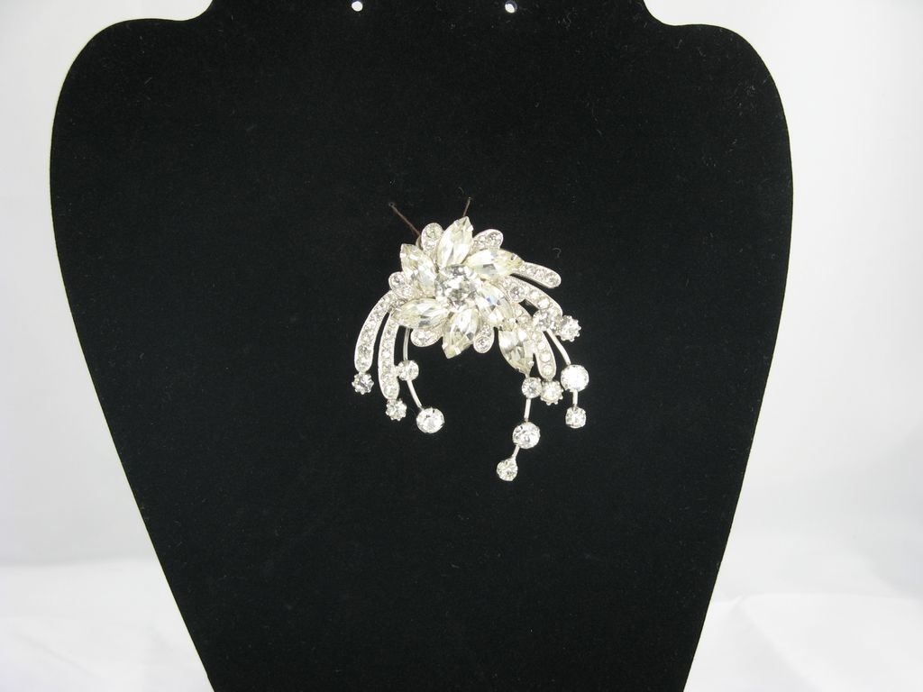 Eisenberg Ice Rhodium Plated Flower Spray Brooch Pin Eisenberg Ice Rhodium Plated Flower Spray Brooch Pin