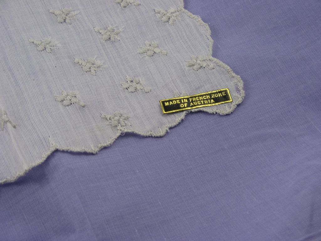 "French Zone of Austria" White on White Hankie "French Zone of Austria" White on White Hankie