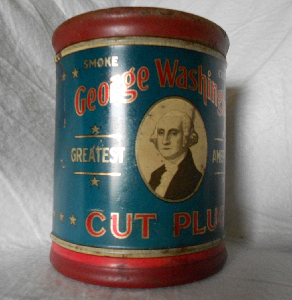 Vintage 1920s Tobacco Humidor Tin George Washington Vintage 1920s Tobacco Humidor Tin George Washington