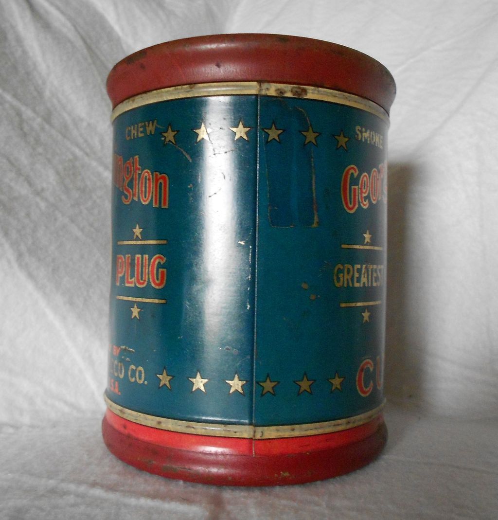 Vintage 1920s Tobacco Humidor Tin George Washington Vintage 1920s Tobacco Humidor Tin George Washington
