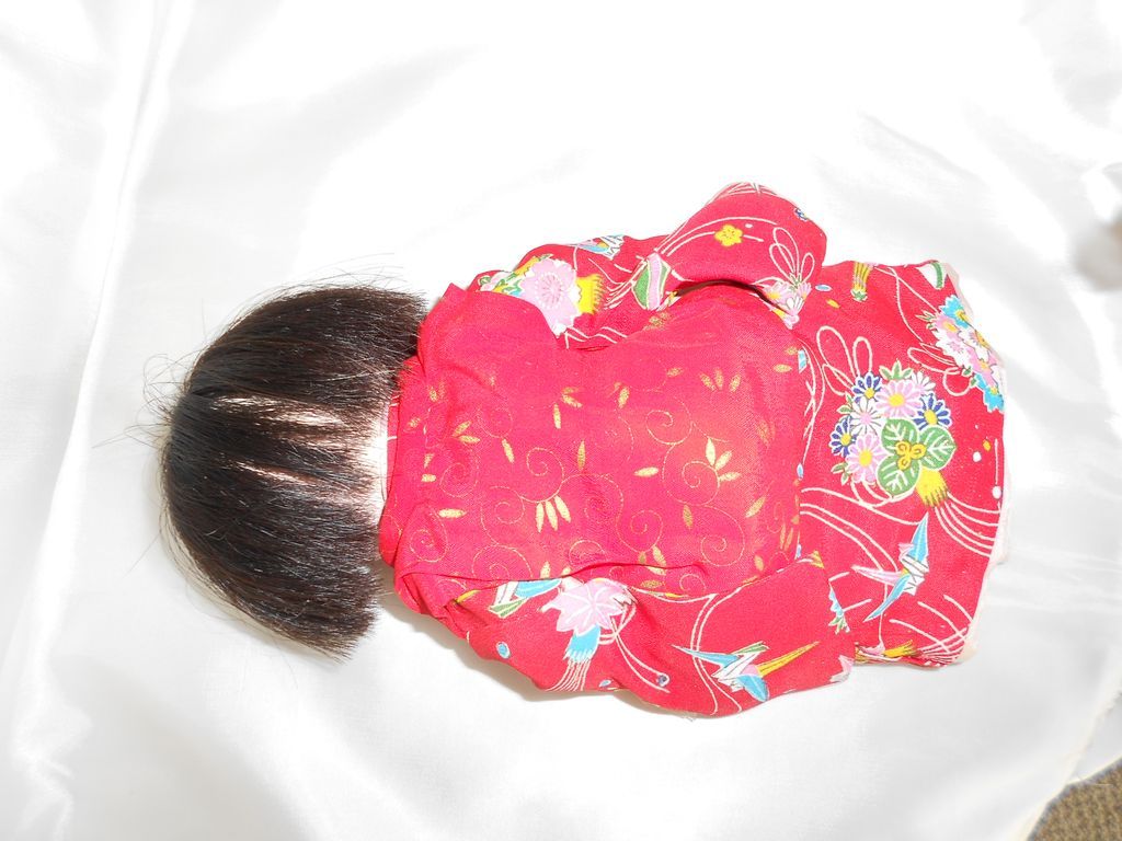 Vintage Christmas Doll Japanese Silk Kimono Real Hair Brown Glass Eyes Gogun Ningyo Vintage Christmas Doll Japanese Silk Kimono Real Hair Brown Glass Eyes Gogun Ningyo