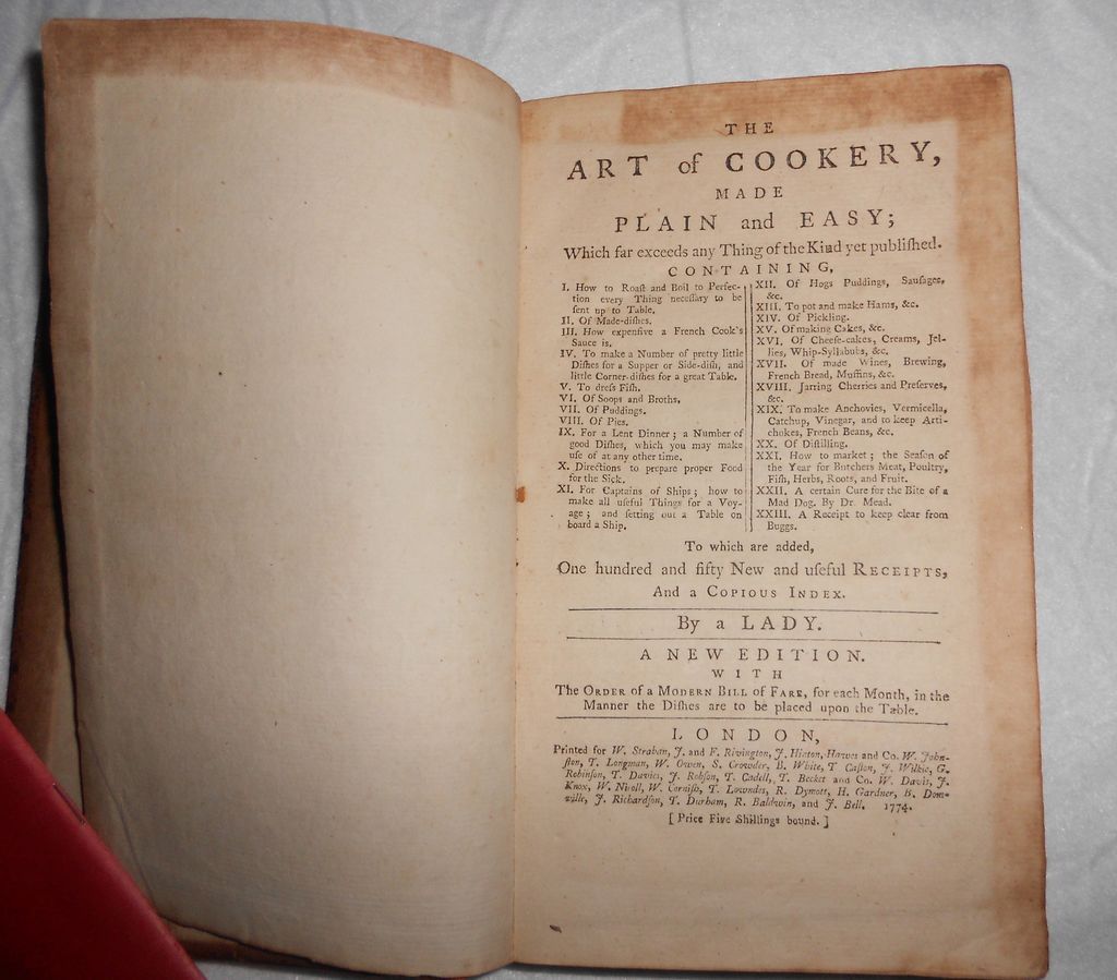 1774 Book Art of Cookery Rare Antique by Hannah Glasse 1774 Book Art of Cookery Rare Antique by Hannah Glasse