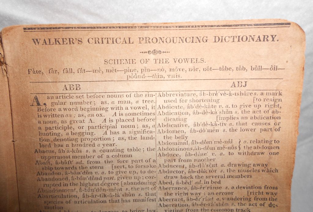 Antique 1822 Book Rare Walker's Critical Pronouncing Dictionary Antique 1822 Book Rare Walker's Critical Pronouncing Dictionary