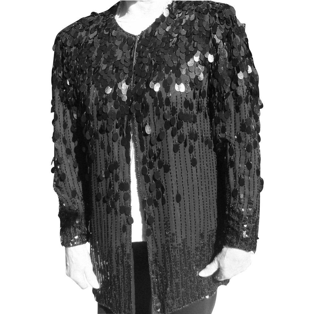 Vintage Oleg Cassini Black Beaded Jacket Vintage Oleg Cassini Black Beaded Jacket