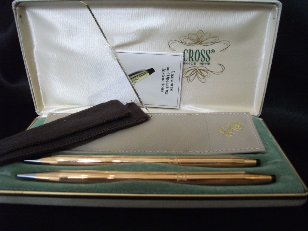 CROSS 14K Gold Filled Pen and Pencil Set in Original Box CROSS 14K Gold Filled Pen and Pencil Set in Original Box