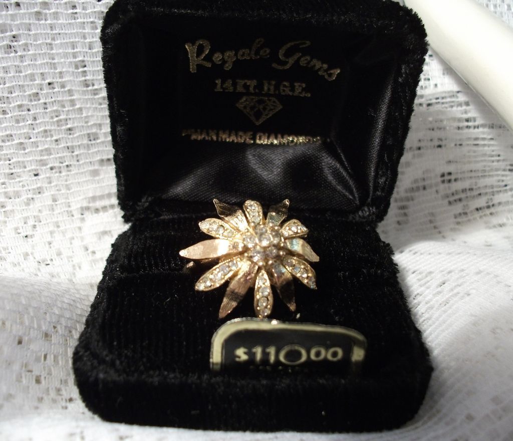 Cocktail Ring 14K H.G.E. with Man Made Diamonds Cocktail Ring 14K H.G.E. with Man Made Diamonds
