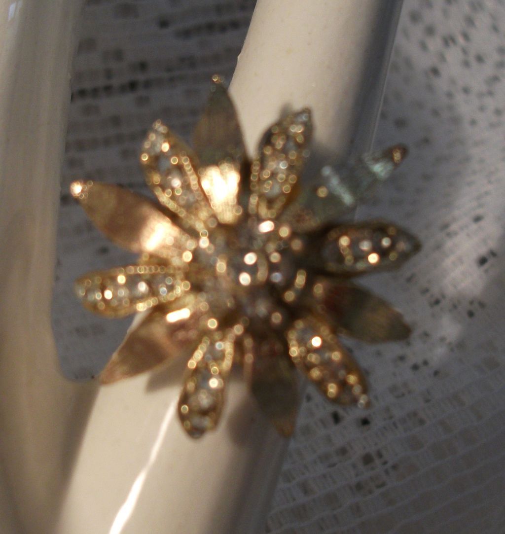Cocktail Ring 14K H.G.E. with Man Made Diamonds Cocktail Ring 14K H.G.E. with Man Made Diamonds