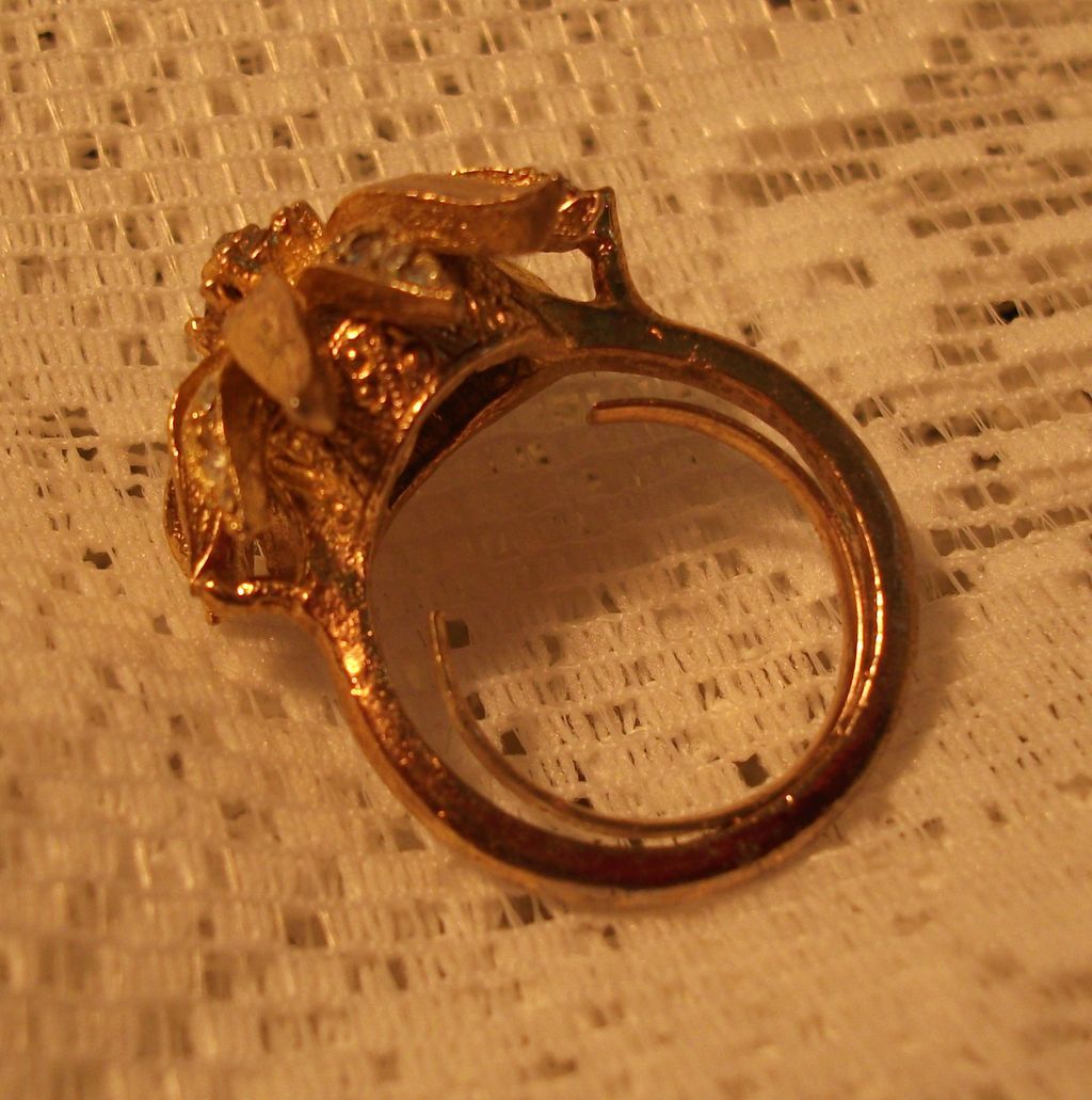 Cocktail Ring 14K H.G.E. with Man Made Diamonds Cocktail Ring 14K H.G.E. with Man Made Diamonds