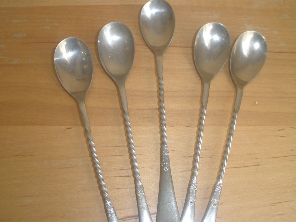Set of 5 vintage Twisted Handle Ice Cream Spoons Set of 5 vintage Twisted Handle Ice Cream Spoons
