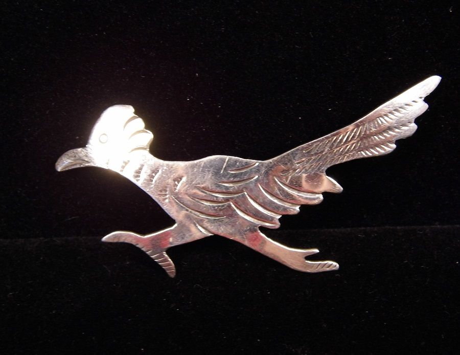 Native American Roadrunner Sterling Silver Brooch Native American Roadrunner Sterling Silver Brooch